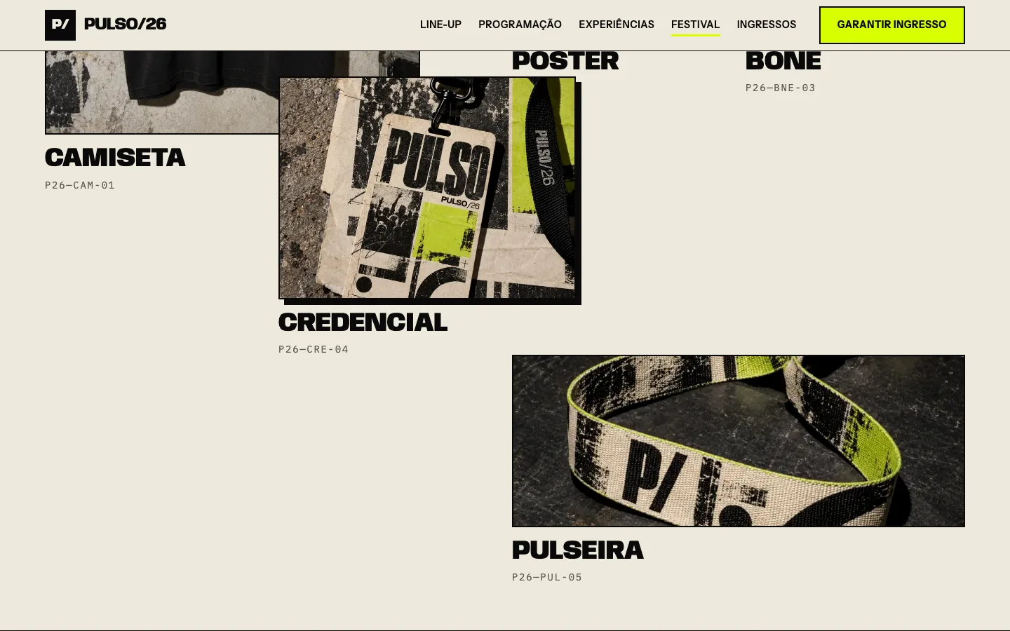 PULSO — detalhe da credencial e pulseira do festival