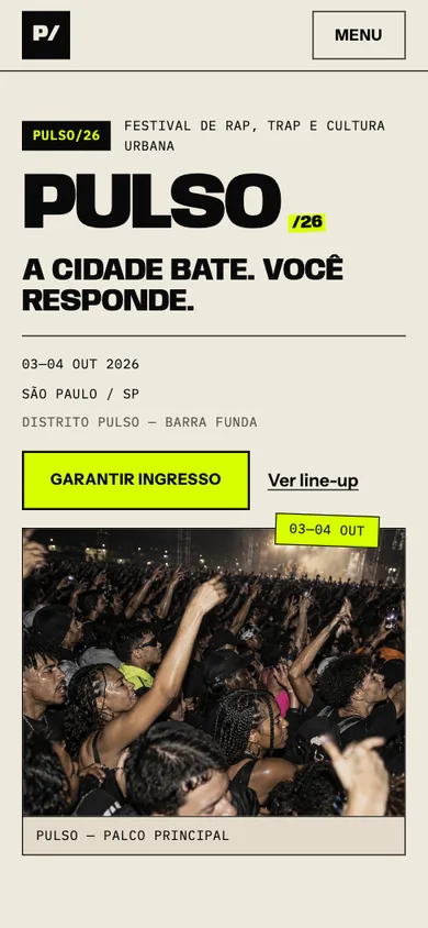 PULSO — hero mobile adaptado com headline e chamada
